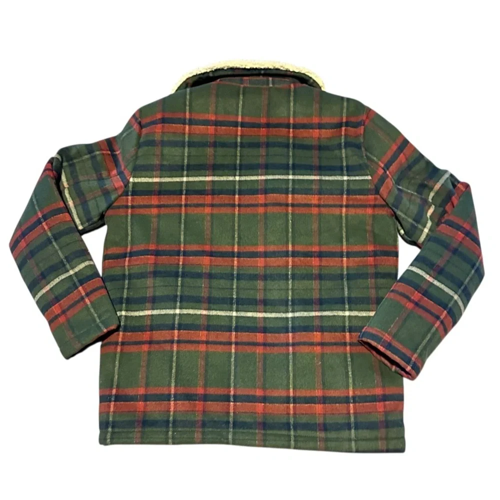 Men’s Sherpa Lined Plaid Flannel Jacket Rainforest Medium M